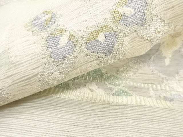  アンティーク　絽綴れ　花更紗模様織り出し袋帯（材料）